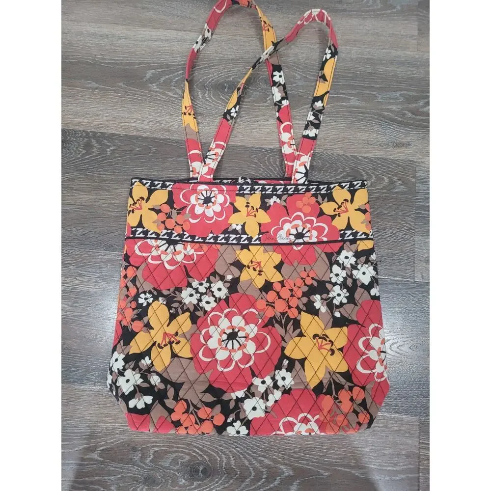 Vera Bradley Bittersweet Toggle Tote‎ Shoulder Bag Boho Red Flower #2